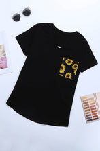 Green Leopard Printed Splicing T-Shirt