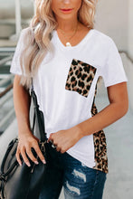 Green Leopard Printed Splicing T-Shirt