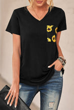 Green Leopard Printed Splicing T-Shirt