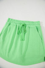 Black French Terry Drawstring Mini Skort with Pockets