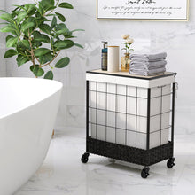 Wicker Laundry Hamper with Lid and Lockable Wheels