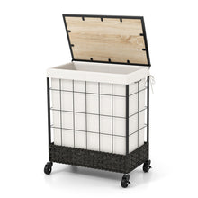 Wicker Laundry Hamper with Lid and Lockable Wheels