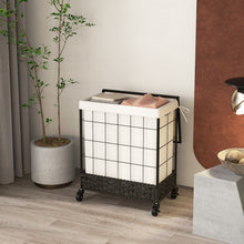 Wicker Laundry Hamper with Lid and Lockable Wheels