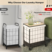 Wicker Laundry Hamper with Lid and Lockable Wheels