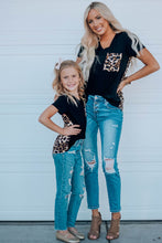 Green Leopard Printed Splicing T-Shirt