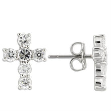 0W155 - 925 Sterling Silver Earrings Rhodium Women AAA Grade CZ Clear