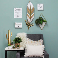 Distressed Boho Feather Metal And Wood Wall Decor