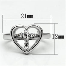3W046 - Brass Ring Rhodium Women AAA Grade CZ Clear