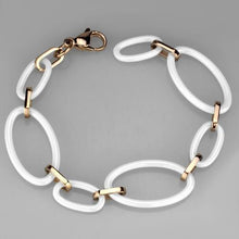 3W1004 - Stainless Steel Bracelet IP Rose Gold(Ion Plating) Women Ceramic White
