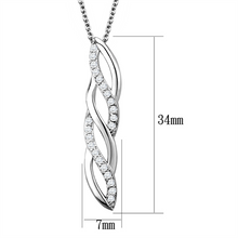 3W1020 - Brass Chain Pendant Rhodium Women AAA Grade CZ Clear