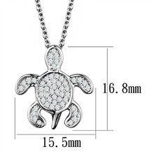 3W1025 - Brass Chain Pendant Rhodium Women AAA Grade CZ Clear