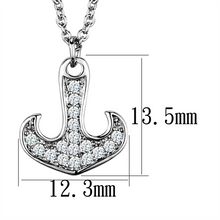 3W1035 - Brass Chain Pendant Rhodium Women AAA Grade CZ Clear