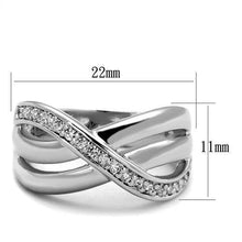 3W1071 - Brass Ring Rhodium Women AAA Grade CZ Clear