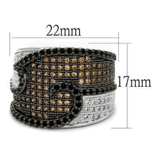 3W1091 - Brass Ring Rhodium + Ruthenium Women AAA Grade CZ Multi Color