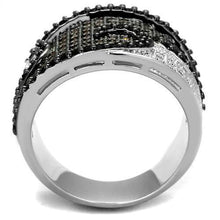 3W1091 - Brass Ring Rhodium + Ruthenium Women AAA Grade CZ Multi Color