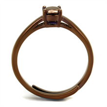 3W1147 - Brass Ring IP Coffee light Women AAA Grade CZ Light Coffee