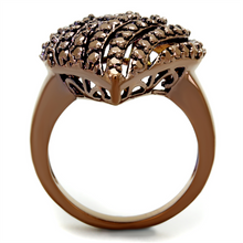 3W1149 - Brass Ring IP Coffee light Women AAA Grade CZ Light Coffee