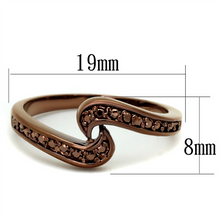 3W1151 - Brass Ring IP Coffee light Women AAA Grade CZ Light Coffee