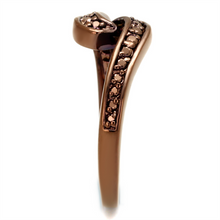 3W1151 - Brass Ring IP Coffee light Women AAA Grade CZ Light Coffee