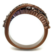 3W1155 - Brass Ring IP Coffee light Women AAA Grade CZ Light Coffee