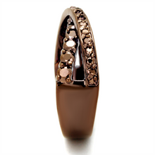 3W1155 - Brass Ring IP Coffee light Women AAA Grade CZ Light Coffee