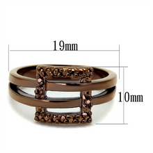 3W1156 - Brass Ring IP Coffee light Women AAA Grade CZ Light Coffee