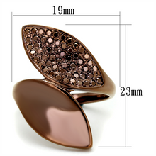 3W1157 - Brass Ring IP Coffee light Women AAA Grade CZ Light Coffee