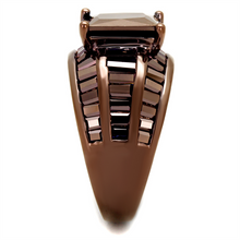 3W1159 - Brass Ring IP Coffee light Women AAA Grade CZ Light Coffee