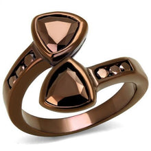 3W1172 - Brass Ring IP Coffee light Women AAA Grade CZ Light Coffee