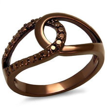 3W1176 - Brass Ring IP Coffee light Women AAA Grade CZ Light Coffee
