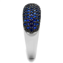 3W1212 - Brass Ring Rhodium + Ruthenium Women AAA Grade CZ London Blue