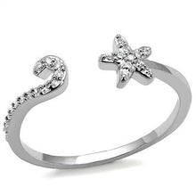 3W1240 - Brass Ring Rhodium Women AAA Grade CZ Clear