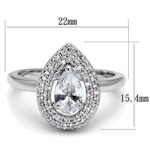 3W1242 - Brass Ring Rhodium Women AAA Grade CZ Clear