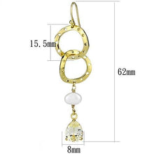 3W1312 - Brass Earrings Gold Women Semi-Precious White