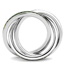 3W1332 - Brass Ring Rhodium Women Synthetic Emerald