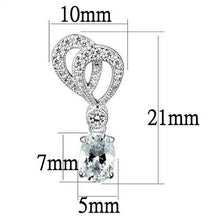 3W1355 - Rhodium Brass Earrings with AAA Grade CZ  in Clear