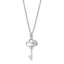 3W1380 - 925 Sterling Silver Chain Pendant Rhodium Women AAA Grade CZ Clear
