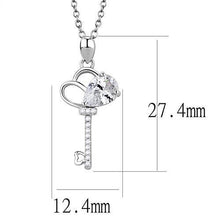 3W1380 - 925 Sterling Silver Chain Pendant Rhodium Women AAA Grade CZ Clear