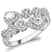3W1441 - Brass Ring Rhodium Women AAA Grade CZ Clear
