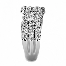 3W1449 - Brass Ring Rhodium Women AAA Grade CZ Clear