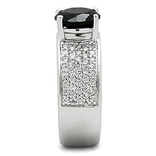 3W145 - Brass Ring Rhodium Women AAA Grade CZ Jet