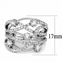 3W1463 - Brass Ring Rhodium Women AAA Grade CZ Clear