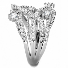 3W1463 - Brass Ring Rhodium Women AAA Grade CZ Clear