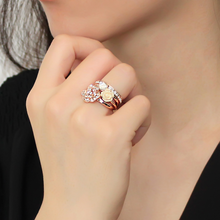 3W1490 - Brass Ring Rose Gold Women Synthetic White