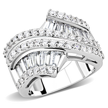 3W1501 - Brass Ring Rhodium Women AAA Grade CZ Clear