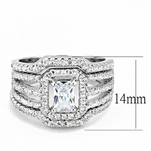 3W1503 - Brass Ring Rhodium Women AAA Grade CZ Clear