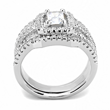 3W1503 - Brass Ring Rhodium Women AAA Grade CZ Clear