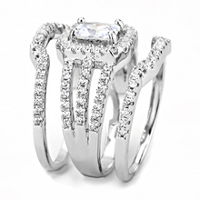 3W1503 - Brass Ring Rhodium Women AAA Grade CZ Clear