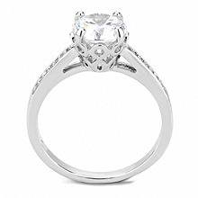 3W1507 - Brass Ring Rhodium Women AAA Grade CZ Clear