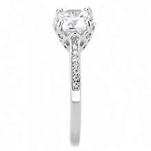 3W1507 - Brass Ring Rhodium Women AAA Grade CZ Clear